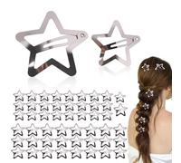 50PCS Star Hair Clips Y2K Accessories Silver Hair Clips, Non-Slip Snap Hair Barrettes, Hair Accessories for Little Girls Baby Kid Women