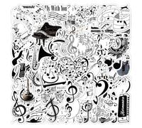 50PCS Stickers for Black and White Notes,Music Stickers,Teens Boys and Girls Sticker Pack Vinyl Skateboard Guitar Door Laptop Luggage Car Bike Water Bottle Birthday Party Supplies Stickers
