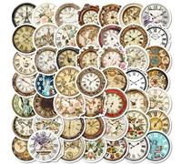 50PCS Stickers for Vintage Clock,Retro Clock Stickers,Teens Boys and Girls Sticker Pack Vinyl Skateboard Guitar Door Laptop Luggage Car Bike Water Bottle Birthday Party Supplies Stickers