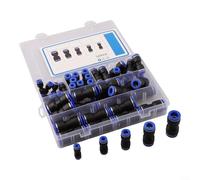 50pcs Straight Connectors for 5/32 1/4 5/16 3/8 1/2 Inch Tubing with Direct Insertion Function for Production Line Machines