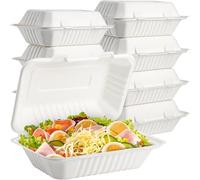 50pcs Strong Clamshell Takeaway Burger Boxes, 7" X 5" - 21oz / 600ml, Ecofriendly Clamshell Takeaway Boxes, Disposable Takeaway Containers, Biodegradable Food Container for Sandwich, Burger, Fries
