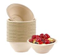 50pcs Strong Disposable Paper Bowls - 8oz 220ml Sugarcane Bagasse Bowls, Brown, Super Rigid, Biodegradable & Compostable, Perfect for Parties, Soups & Desserts