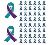 50Pcs Suicide Prevention Awareness Pins Purple & Teal Ribbon enamel Lapel Brooches Hope Pin