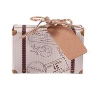 50pcs Suitcase Favor Box Party Favor Box, Vintage Kraft Paper with Tags and rope for Wedding/Travel Party/Bridal Shower Decoration