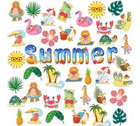 50Pcs Summer Bulletin Board Decorations Beach Theme Paper Cut Outs Hawaiian Summer Bulletin Board Decor Set Animals Summer Classroom Decorations Cutouts for Classroom Office Home Party
