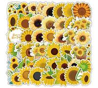 50PCS Sunflower Stickers for Kids Teens,Yellow Aesthetic Floral Waterproof Decals for Scrapbook Notebook Laptops Water Bottles Luggage Journal Phone Case Card Making Skateboards Helmet Guitar