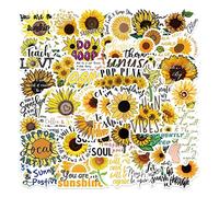 50PCS Sunflower Stickers, Self Adhesive Aesthetic Sunflowers Stickers,Flower Scrapbook Sticker Accessories, Sunflower Labels Decals for Laptop, Card Making, Journal, Phone Case, Inspirational Text