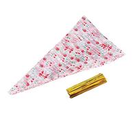 50Pcs Sweet Cone Bags, Triangle Sweet Cones Bag with Ties for Candy,Cookie,Popcorn,Baking,Displaying and Wrapping