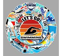 50PCS Swimming Stickers - Vinyl Skateboard, Guitar, Car, Bike, Water Bottle & More - Birthday Party Supplies