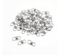 50pcs Swivel Connectors Clasps Double Ended Eye Hooks Lanyards Key Ring for Jewelry Keychain DIY Crafts Making Accessories (Silver)