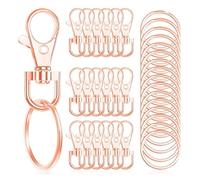 50pcs Swivel Lobster Clasp with Key Ring 25pcs Key Chain 25pcs Key Ring Decoration DIY Crafts 35mm/1.38inches(Rose Gold)