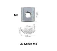 50Pcs T-Block Square Nuts M3 M4 M5 M6 M8 M10 - Sliding Hammer T-Nuts For Aluminum Profile 2020 3030 4040 4545 T-Track Rail(30-M8)