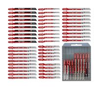 50PCS T-Shank Jigsaw Blades Set - FOCSTOL HSS/HCS Jig Saw Blades for Cutting Metal, Wood and Plastic (T118A,T118B,T101AO,T101B,T101BR,T144D)