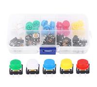 50PCS Tactile Push Button Switch, 4-Pin Button Switch Assortment Kit 5-Colors Round Tact Cap Set for Test Instrument 50mA 12VDC KzHgIdRY