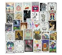 50Pcs Tarot Stickers Laptop Car Scrapbook Phone Skateboard Future Love Fortune Astrology Divination Stickers Vinyl Waterproof Aesthetic Personalised Stickers for Teens Boys Girls Adults Children