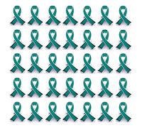 50pcs Teal Ribbon Awareness Pins Cervical Ovarian Cancer Awareness Products Pin, Alloy Steel, alloy