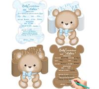 50PCS Teddy Bear Baby Shower Game Set Baby Shower Prediction and Advice Card We Can Bearly Wait Decorations Wishes Card Supplies for Gender Neutral Game Party Activity