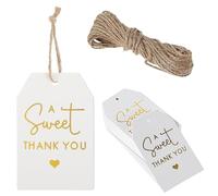 50Pcs Thank You Tags, 5.5×8.5cm Sweet Thank You Sticker with String, Personalized Stickers for Wedding, Baby Shower, Birthday, Anniversary, Gifts Wrap, Envelopes