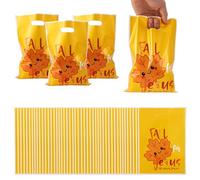 50pcs Thanksgiving Gift Bags with Handles, Fall Party Favor Autumn Religious Treat Goodie Bags with Maple Leaf Design for Thanksgiving & Sunday School Supplies