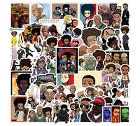 50Pcs The Boondocks Stickers Pack, Funny Cartoon Vinyl Waterproof Stickers for Water Bottle,Skateboard,Laptop,Phone,Scrapbooking,Car Decals Gifts for Kids Teens Adults for Party Supply Favor Decor