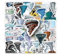 50PCS Tornado Stickers for Bumper,Luggage,Helmet,Guitar,Notebook,Scrapbook,Water Bottle,Laptop,Cartoon Thunderstorm Weather Waterproof Vinyl Sticker,Teens Girls Decal,Aesthetic Cute Graffiti Decals
