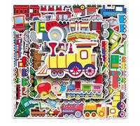 50Pcs Train Stickers, Cute Cartoon Waterproof Train Sticker Set, Fun Decals for Water Bottles Laptop Luggage Skateboard, Scrapbook Journal Phone Case, Vehicle Stickers for Adults
