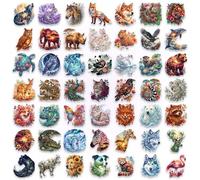 50pcs Transparent Animal Stickers, Watercolour Decals for Laptops, Water Bottles, Luggage, Journals, Scrapbooks, Notebooks, Helmets, Bumpers, Walls, Windows, Phones, Guitars, Skateboards, Bikes, Cases