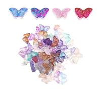 50pcs Transparent Butterfly Shaped Beads, Mixed Color Glass Butterfly Beads, ButterflyShaped CrystalBeads for Jewelry Making DIY Necklace Bracelet Earring Making, 8x15x4.5mm
