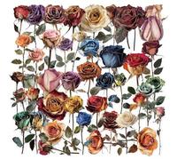 50PCS Transparent Dried Rose Stickers - Romantic Forever Flower Stickers for Water Botteles, Journals, Wedding Decor, Gifts, Scrapbooking