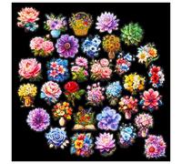50PCS Transparent Flower Stickers, Vintage Clear Botanical Vinyl Decals for Journals Scrapbooks Envelopes DIY Crafts Water Bottles Laptops - for Crafters & Plant Lovers