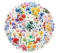 50PCS Transparent Flowers Stickers for Skateboard,Helmet,Water Bottle,Scrapbook,Luggage,Computer,Car, Laptop,Aesthetic Plants Waterproof Vinyl Decals,Boys Adults Sticker,Cute Trendy Graffiti Sticker