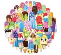 50PCS Transparent Popsicle Stickers for Laptop,Skateboard,Guitar,Water Bottle,Luggage,Bumper,Helmet,Bike,Cartoon Summer Ice cream Waterproof Vinyl Sticker,Teens Girls Decal,Aesthetic Graffiti Decals