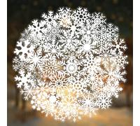 50PCS Transparent Snowflake Stickers for Water Bottle,Bumper,Computer,Notebook,Suitcase,Luggage,Christmas Snowflakes Cute Waterproof Vinyl Sticker,Teens Adult Decal,Aesthetic Cartoon Graffiti Decals