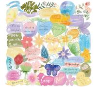 50PCS Transparent Watercolor Bible Verses Stickers for Guitar,Notebook,Scrapbook,Laptop,Bumper,Helmet,Aesthetic Inspirational Quotes Waterproof Vinyl Sticker,Adults Teens Decal,Faith Graffiti Decals