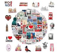 50PCS Travel Stickers for Kids,Adults,Waterproof Vinyl Travel London Stickers for Scrapbooking,Water Bottle Laptops Aesthetic Scrapbook Luggage Sticker School Rewards Party Favors