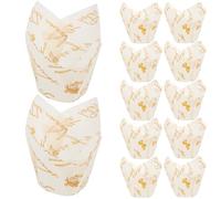 50pcs Tulip Cupcake Baking Cups White Food Grade Paper for Mini Cakes | Simple Elegant Pattern, Not Easy to Deform, Home Baking, Tea Parties, for Pastry Chefs