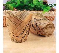 50pcs Tulip Cupcake Liners Cupcake Muffin Cases Cupcake Wrappers Newspaper Baking Cups Mould Grease-Proof Cake Holder for Christmas Wedding Birthday Party