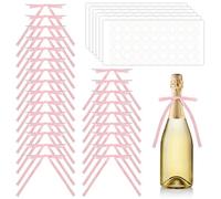 50pcs Twist Tie Bows, 6.3x4.9 Inch Mini Pre Satin Ribbon Bows with Glue Points Cute Premade Bow Garland Pink Velvet Christmas Bows Decor for Treat Bags Bottle Gift Wrapping DIY Cake Craft Decorating