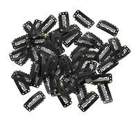 50PCS U-Shape Metal Snap Clips for Hair Extensions & Wigs (Black)