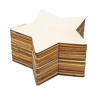 50PCS Unfinished Blank Wood Pieces, 4 Inch Natural Wooden Cutouts Ornaments for DIY Crafts Projects and Christmas Party Wedding Decoration(Star Shape)
