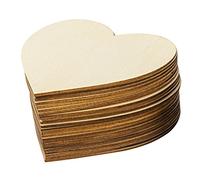 50PCS Unfinished Blank Wood Pieces, 4 x 4 Inch Natural Wooden Slices Cutouts for DIY Crafts Pyrograph Painting Staining Burning Engraving Carving Coasters (Heart Shape)