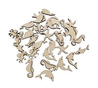 50Pcs Unfinished Wooden Cutouts Ocean Animals Wooden Paint Crafts for Home Decor Ornament DIY Craft Art Project Octopus Shark Whale Dolphin Seahorse Fish Shape