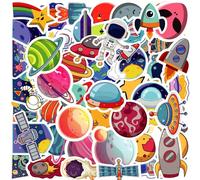 50PCS Universe Space Planets Stickers for Water Bottles Laptop Guitar Skateboard Luggage Computer Refrigerator Scrapbook Car Helmet,Cartoon Universe Astronaut Waterproof Decals for Kids Teens Adults
