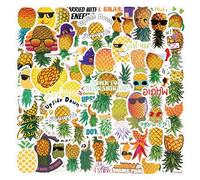 50PCS Upside Down Pineapple Waterproof Stickers for Children Teens Adults Girl Boys,Cartoon Cute Yellow Fruit Decal Decoration Water Bottle Journal Scrapbook Skateboard Bike Luggage Helmet