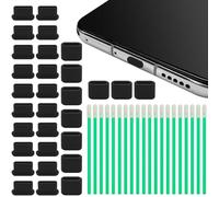 50PCS USB Type-C Dust Plug Protector Kit, Includes 20 Male Plugs + 10 Female Port Covers + 20 Clean Tools, Silicone Charging Port Cover Universal Anti Dust Cap for Phone, Tablet, Laptop Type-C Port