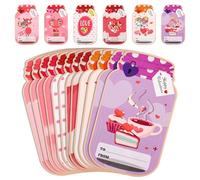 50pcs Valentines Cards for Kids, 6 Styles Mason Jar Valentines Cards Happy for Kids with Candy Bags Double-Sided Stickers Classroom Exchange Gifts