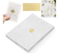 50PCS Vellum Paper 5x7 inch, Pre-Folded Translucent Wedding Invitation Jacket with Sealing Stickers, Exquisite Floral Pattern Invitation Sleeves for Baby Shower, Birthday Greeting Cards, and DIY Craft