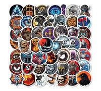 50pcs Viking Warrior Vinyl Stickers Pack - Nordic Mythology Wolf Skull Helmet Stickers for Laptop Water Bottle and Motorcycle
