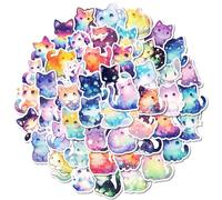 50Pcs Vintage Astronomy Stickers, Space Moon Planets Galaxy Stickers, Vinyl Waterproof Retro Celestial Decals for Laptops Water Bottles Skateboard Books, Teens and Adults (Cat)