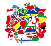 50pcs Vinyl National Flag Stickers World Country Flag Waterproof Stckers for Luggage Skateboard Laptop Snowboard MacBook Notebook Suitcase Car Bike Decorative